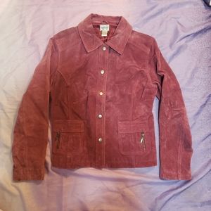 Chico's Pink Leather Jacket Classic Style